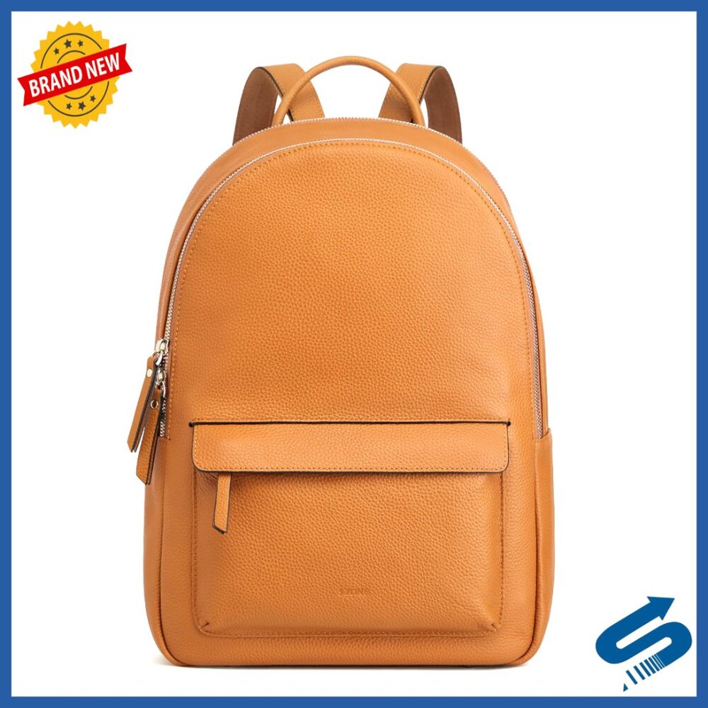 Genuine Leather Backpack Purse Classic Work Daypack Adjustable Straps Medium